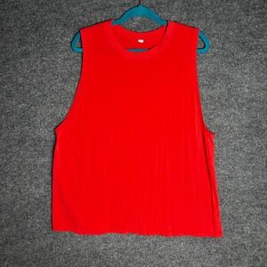 Lululemon Mens Sleeveless Training Tank Top Red Crew Neck Gym Shirt Size XL